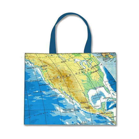 Designer Tote Bag With Zip Beach Gym Travel Bags -  Atlas Map Nutcase