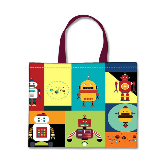 Designer Tote Bag With Zip Beach Gym Travel Bags -  Robots Nutcase