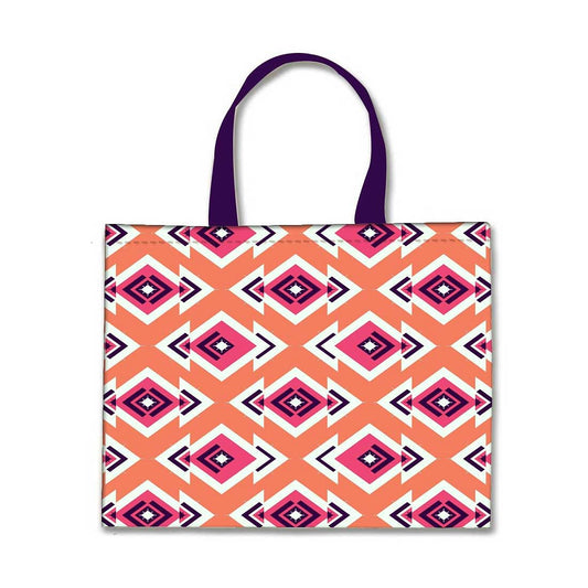 Designer Tote Bag With Zip Beach Gym Travel Bags -  Diamond Pattern Pink Nutcase