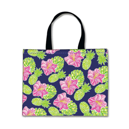 Designer Tote Bag With Zip Beach Gym Travel Bags -  Green Pineapple Nutcase