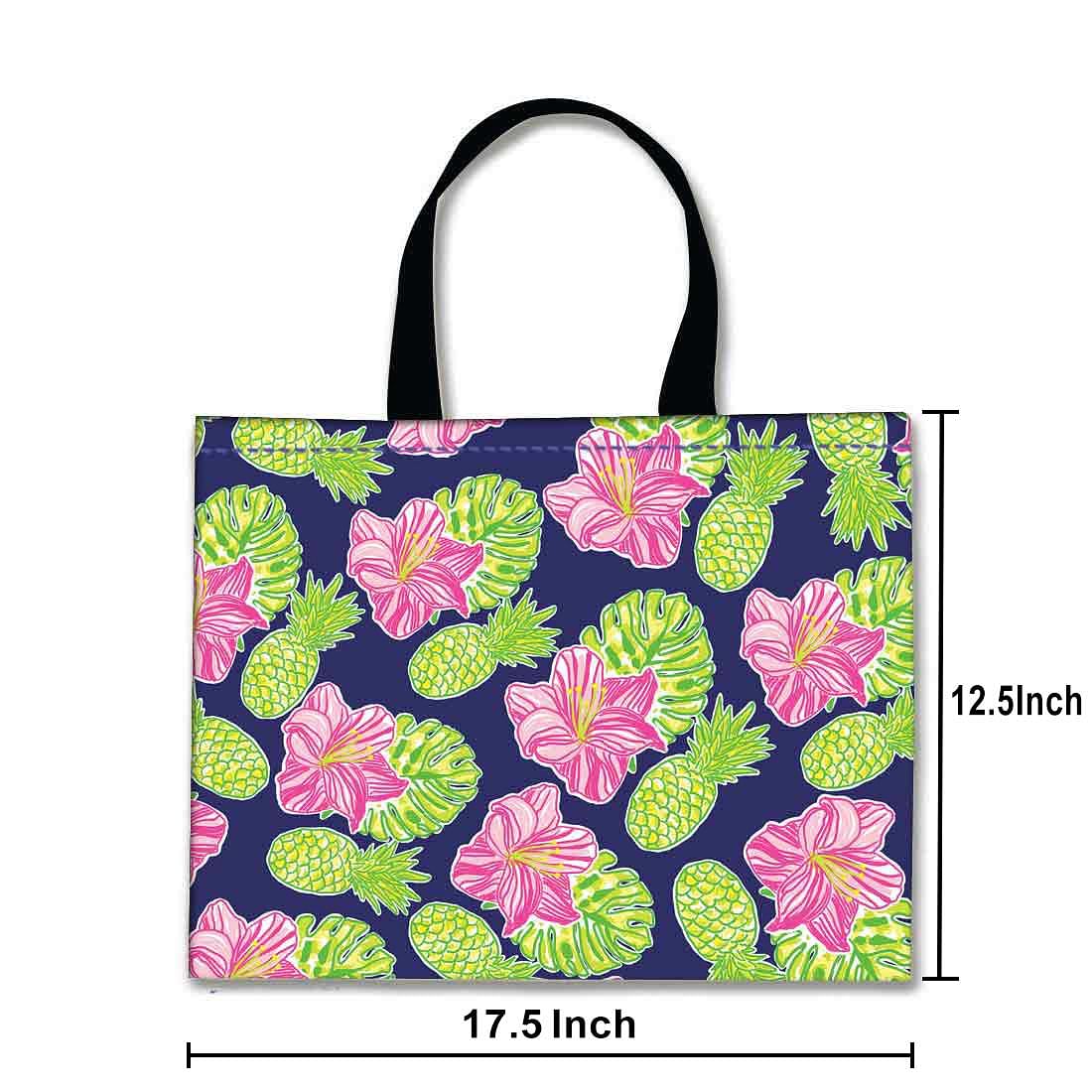 Designer Tote Bag With Zip Beach Gym Travel Bags -  Green Pineapple Nutcase