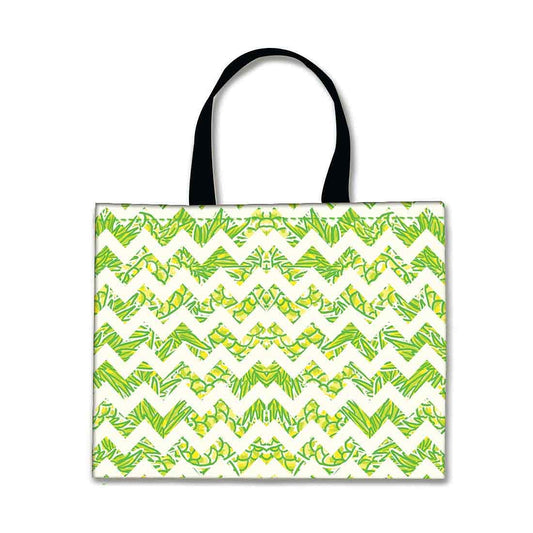 Designer Tote Bag With Zip Beach Gym Travel Bags -  Green Lines Nutcase