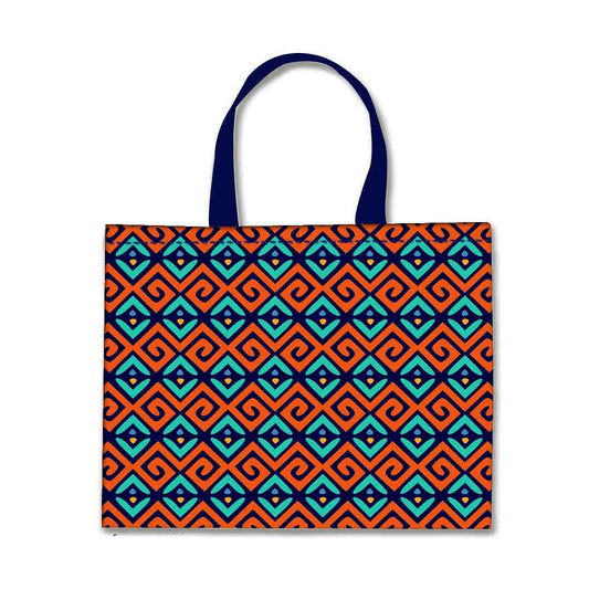 Designer Tote Bag With Zip Beach Gym Travel Bags -  Geomatics Ethnic Patterns Nutcase