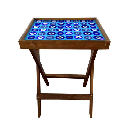 Wooden TV Tables for Eating Breakfast Serving Table - Evil Eye Protector Nutcase