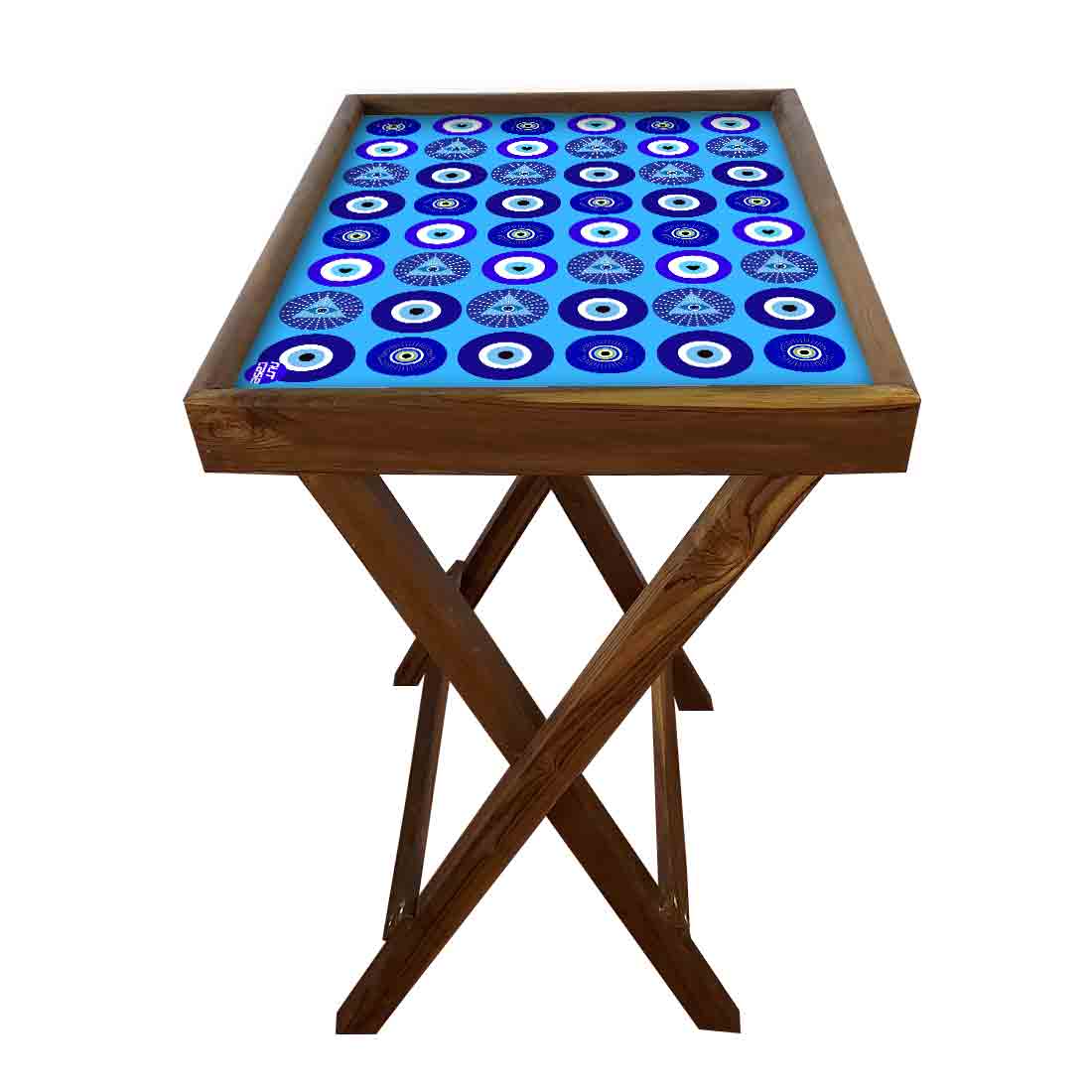 Wooden TV Tables for Eating Breakfast Serving Table - Evil Eye Protector Nutcase