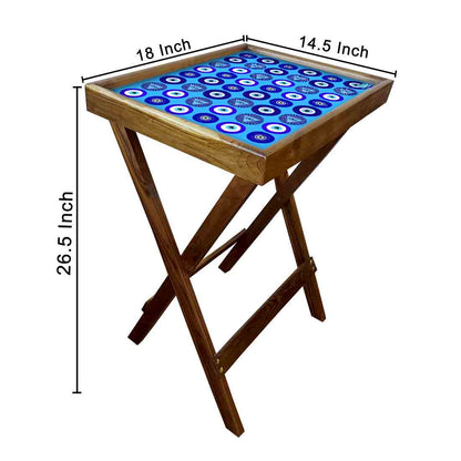 Wooden TV Tables for Eating Breakfast Serving Table - Evil Eye Protector Nutcase