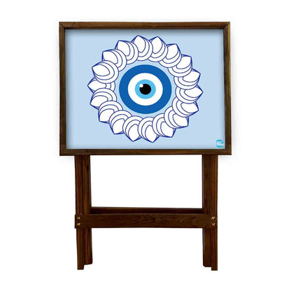 Wooden Folding Tray Side Table for Serving Snacks Tables - Evil Eye Protector Nutcase