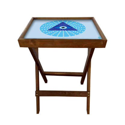 Wooden TV Trays for Eating Snacks Serving Folding End Table - Evil Eye Protector Nutcase