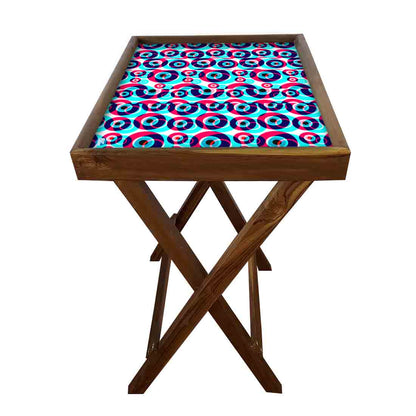 Wooden TV Tables for Eating Breakfast Serving Table - Evil Eye Protector Nutcase