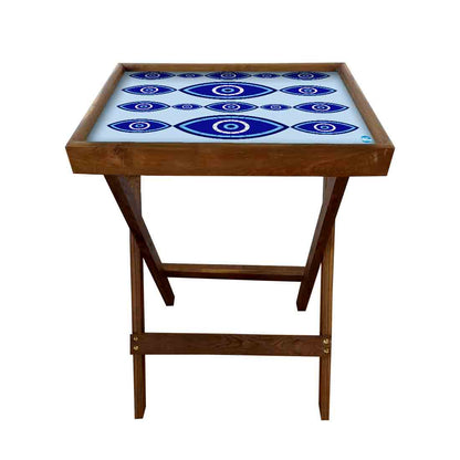 Wooden TV Tables for Eating Breakfast Serving Table - Evil Eye Protector Nutcase