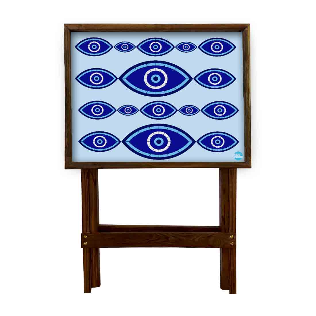Wooden TV Tables for Eating Breakfast Serving Table - Evil Eye Protector Nutcase