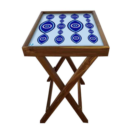 Wooden TV Tables for Eating Breakfast Serving Table - Evil Eye Protector Nutcase