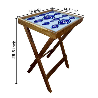 Wooden TV Tables for Eating Breakfast Serving Table - Evil Eye Protector Nutcase