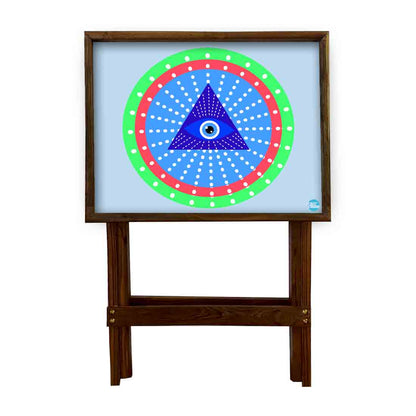 Wooden TV Trays for Eating Snacks Serving Folding End Table - Evil Eye Protector Nutcase