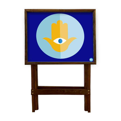 Wooden TV Trays for Eating Snacks Serving Folding End Table - Evil Eye Protector Nutcase