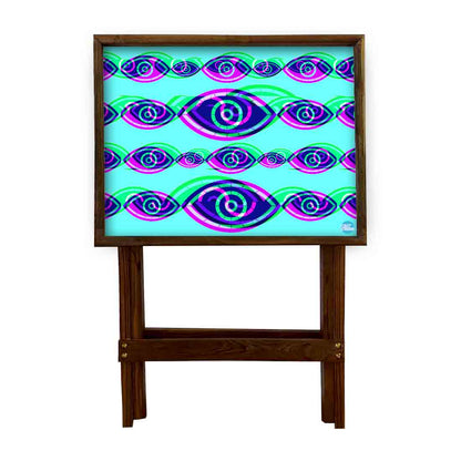 Wooden TV Tables for Eating Breakfast Serving Table - Evil Eye Protector Nutcase