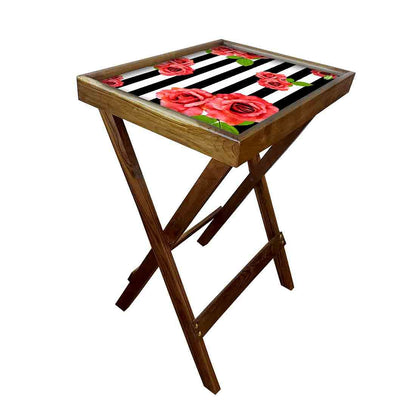 Folding Long Table Serving Side Tables for Living Room - Red Flower Nutcase