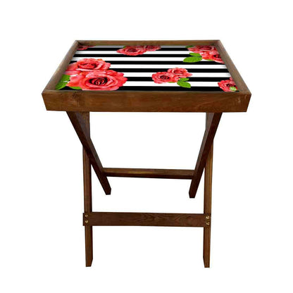 Folding Long Table Serving Side Tables for Living Room - Red Flower Nutcase