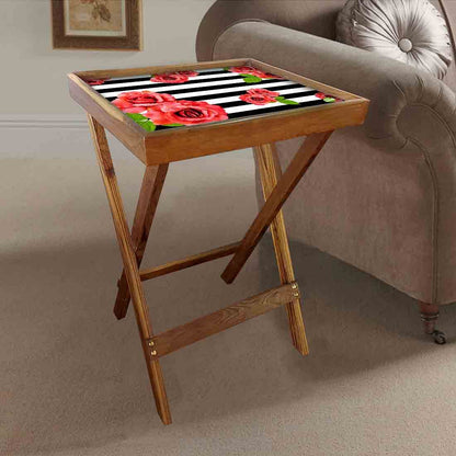 Folding Long Table Serving Side Tables for Living Room - Red Flower Nutcase