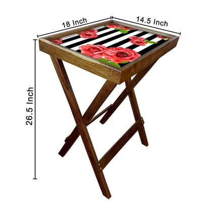 Folding Long Table Serving Side Tables for Living Room - Red Flower Nutcase