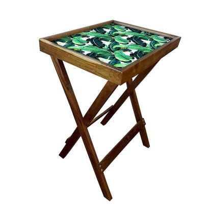 Nutcase Folding Patio Table Serving Side Tables for Living Room-Banana Leaves Nutcase