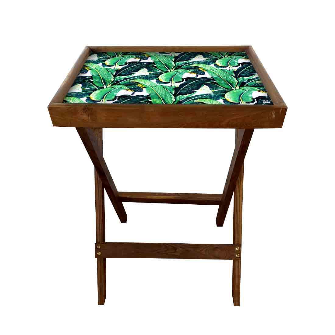 Nutcase Folding Patio Table Serving Side Tables for Living Room-Banana Leaves Nutcase
