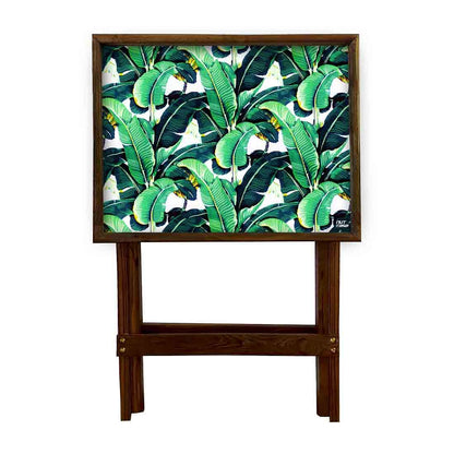 Nutcase Folding Patio Table Serving Side Tables for Living Room-Banana Leaves Nutcase