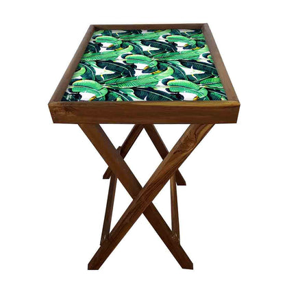 Nutcase Folding Patio Table Serving Side Tables for Living Room-Banana Leaves Nutcase