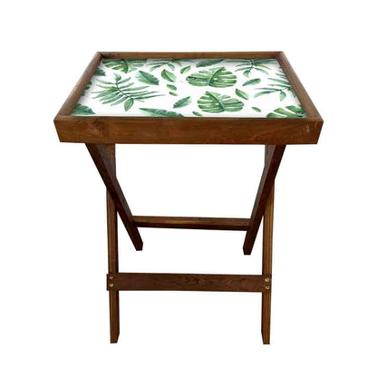 Foldable TV Trays Table Bar Snacks Serving Tables - Green Leaves Nutcase