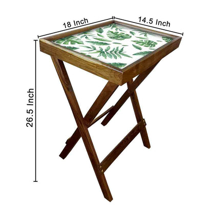 Foldable TV Trays Table Bar Snacks Serving Tables - Green Leaves Nutcase