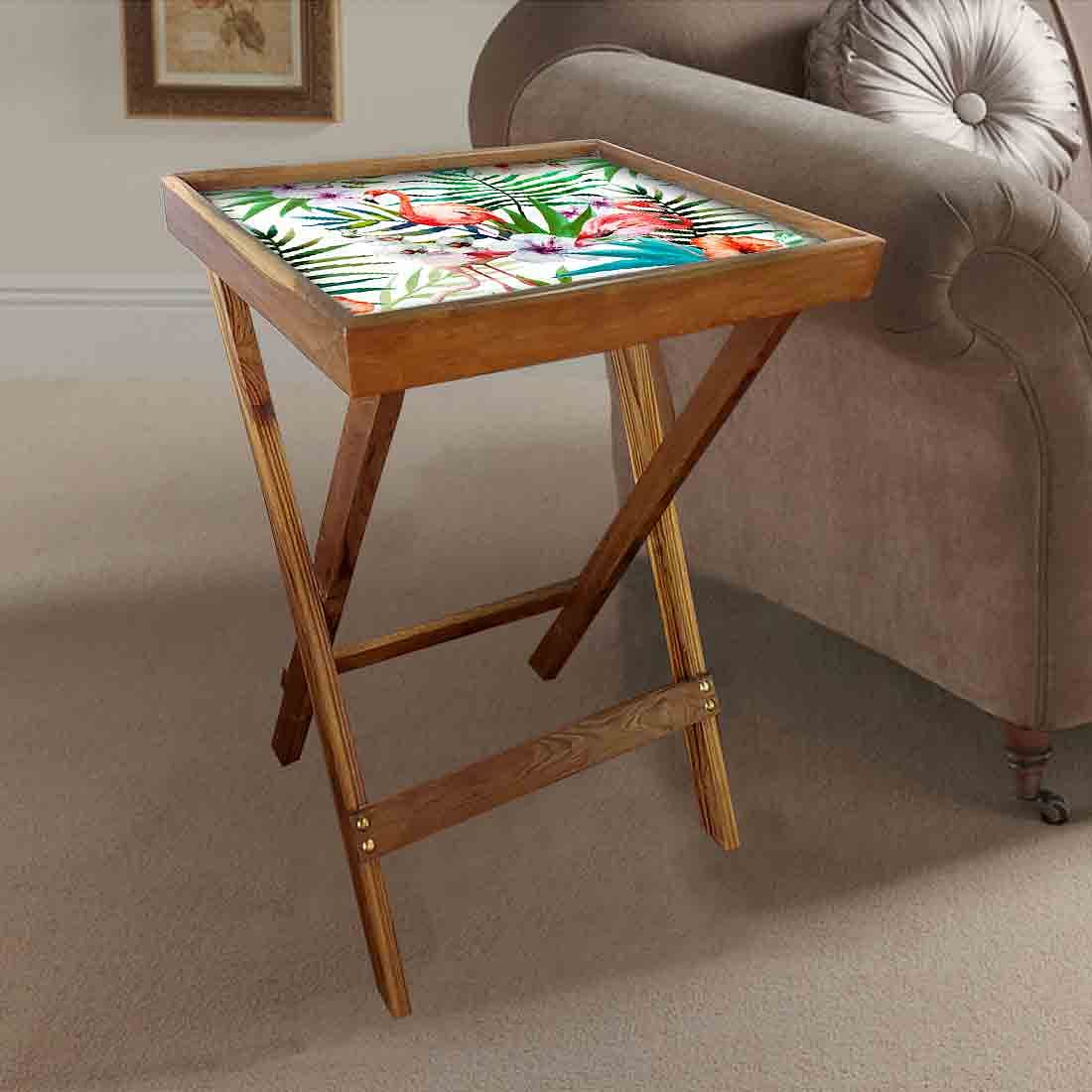 Folding Wooden TV Trays Serving Side Tables for Living Room - Swan Nutcase