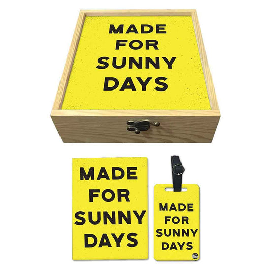 Passport Cover Luggage Tag Wooden Gift Box Set - Made For Sunny Days Nutcase