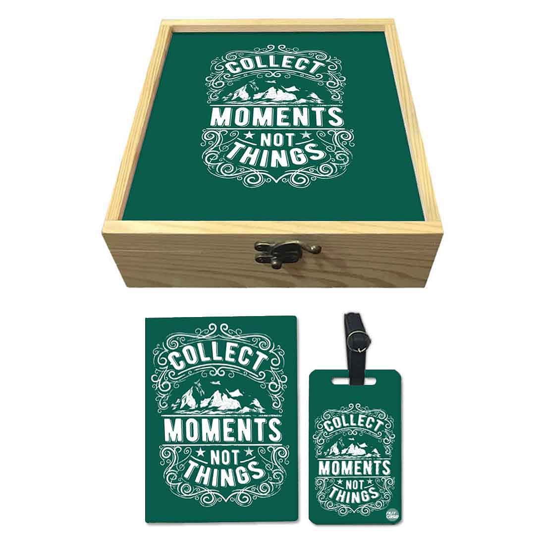 Passport Cover Luggage Tag Wooden Gift Box Set - Collect Moments Nutcase