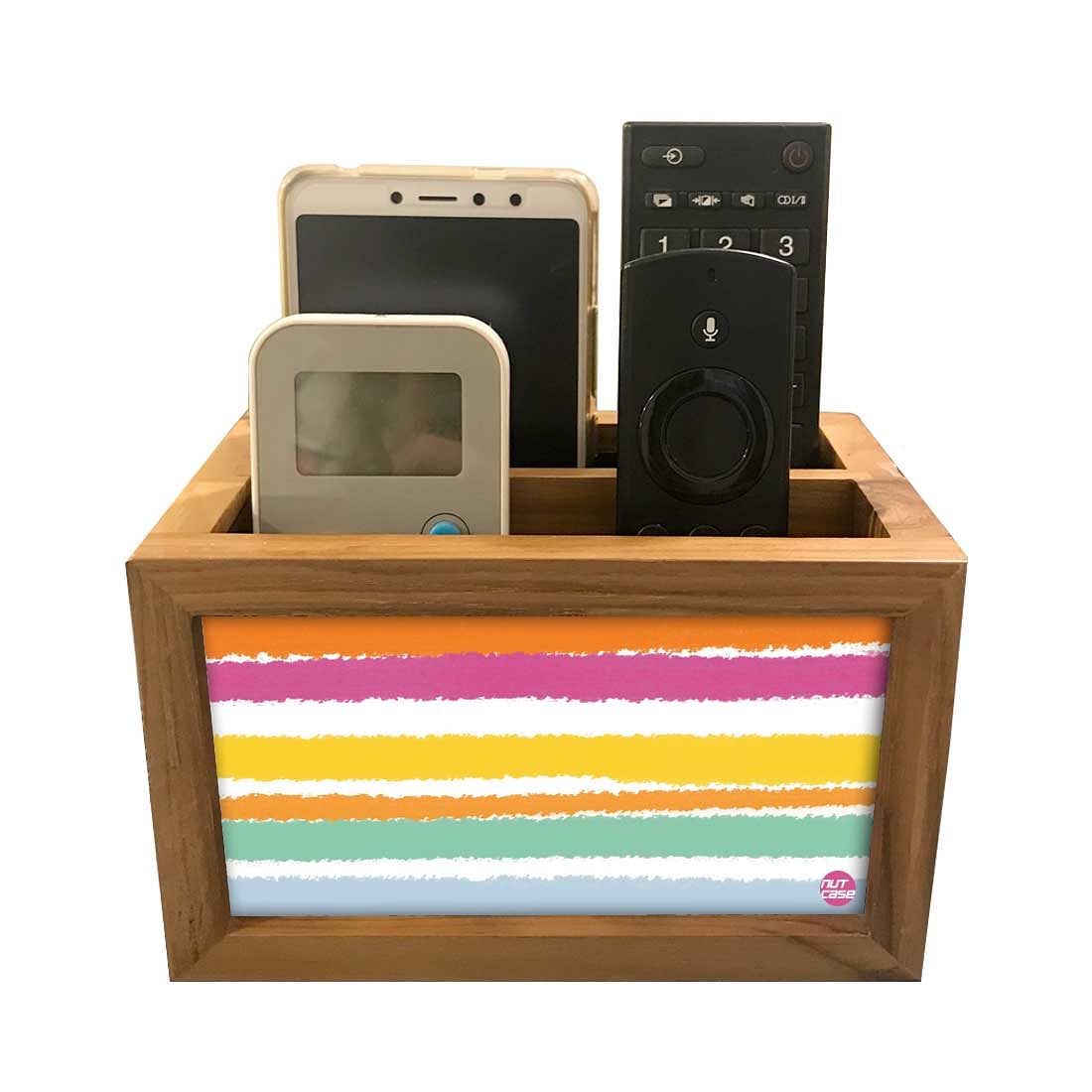 Remote Control Stand Holder Organizer For TV / AC Remotes -  Colorful Horizontal Lines Nutcase