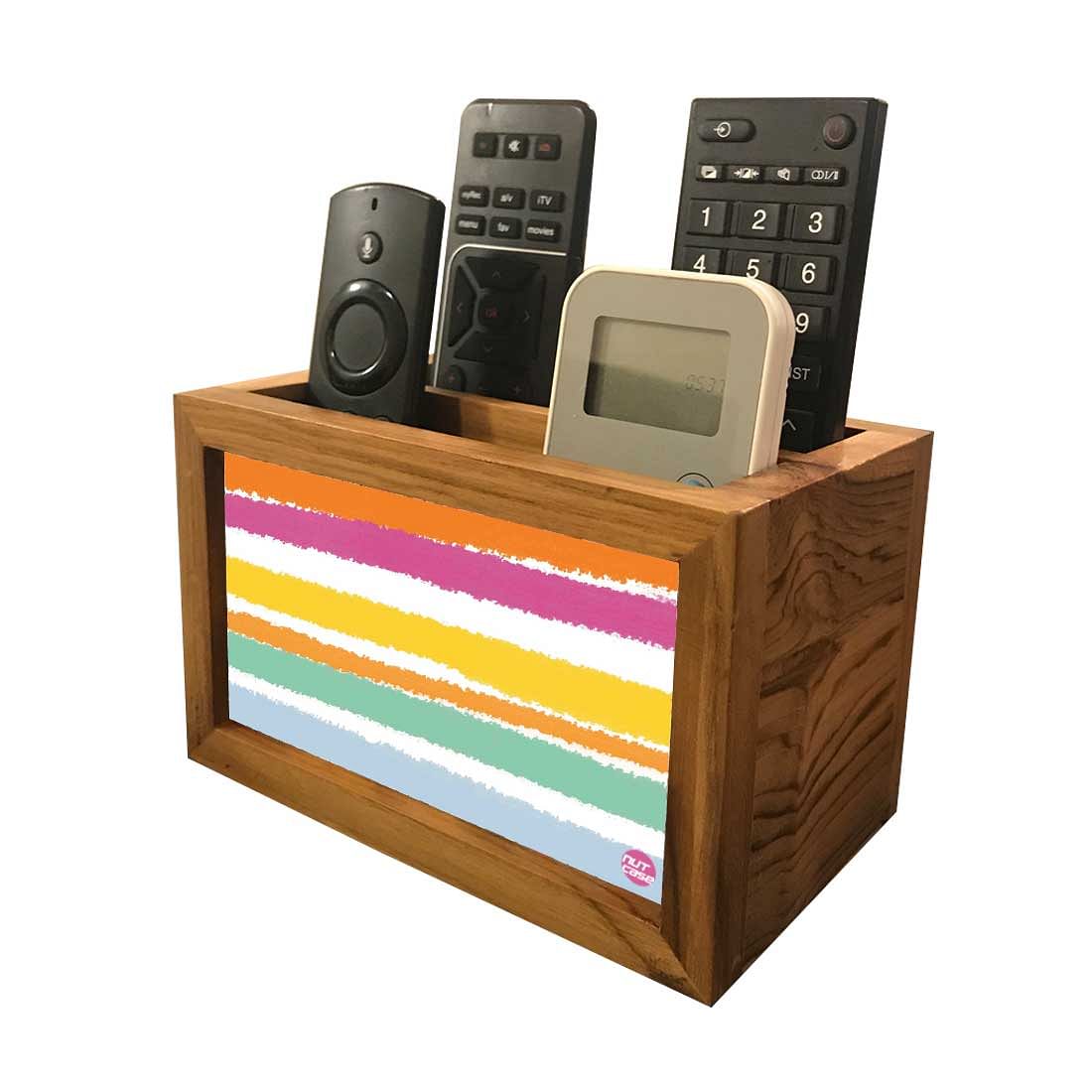 Remote Control Stand Holder Organizer For TV / AC Remotes -  Colorful Horizontal Lines Nutcase