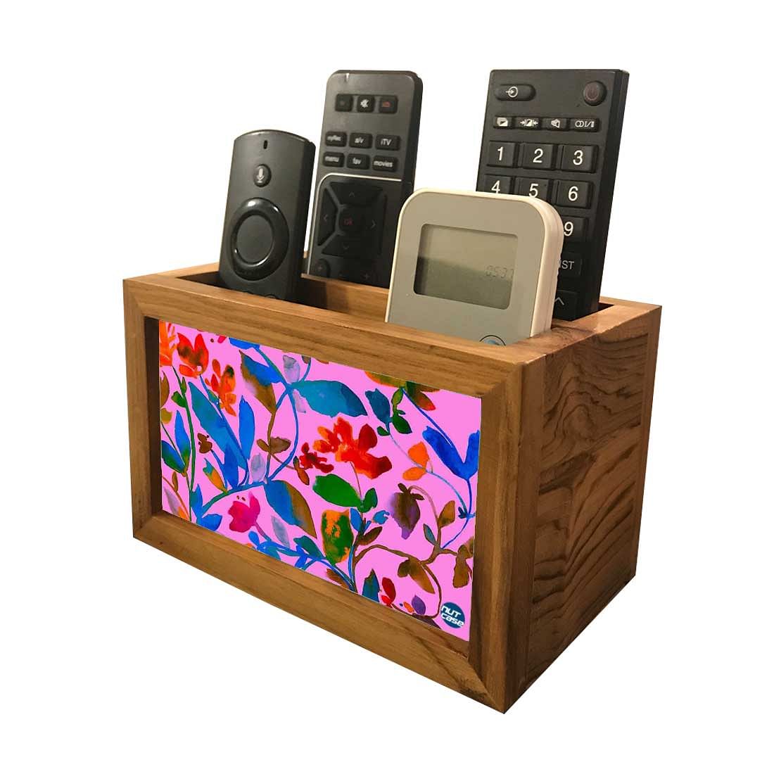 Remote Control Stand Holder Organizer For TV / AC Remotes -  Pink Floral Nutcase