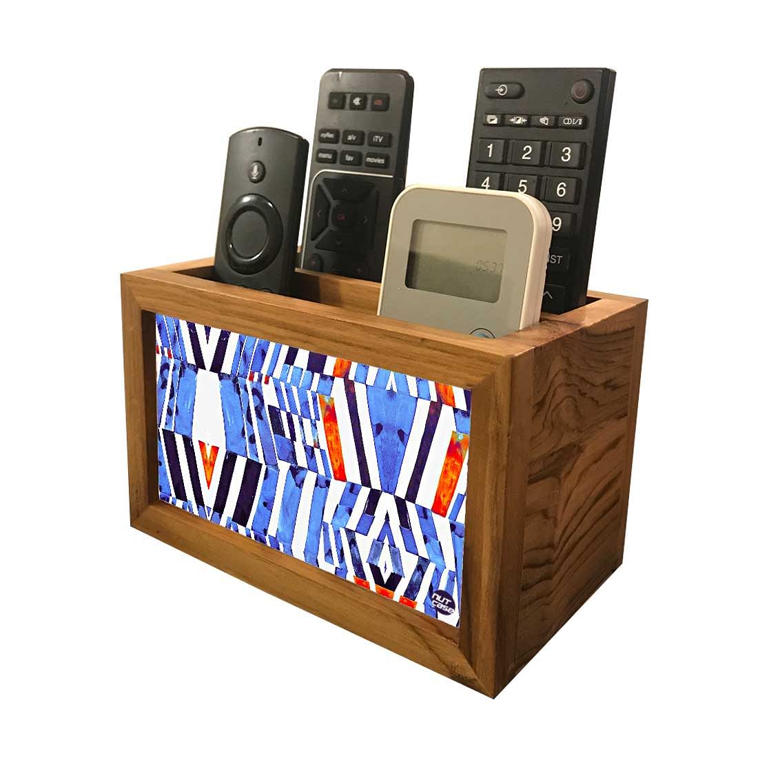 Remote Control Stand Holder Organizer For TV / AC Remotes -  Blue Lines Nutcase