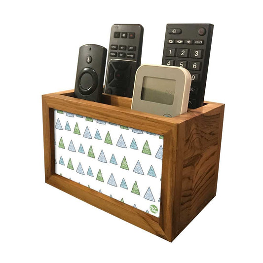 Designer TV Remote Holder Organizer - Green Woods Triangles Nutcase