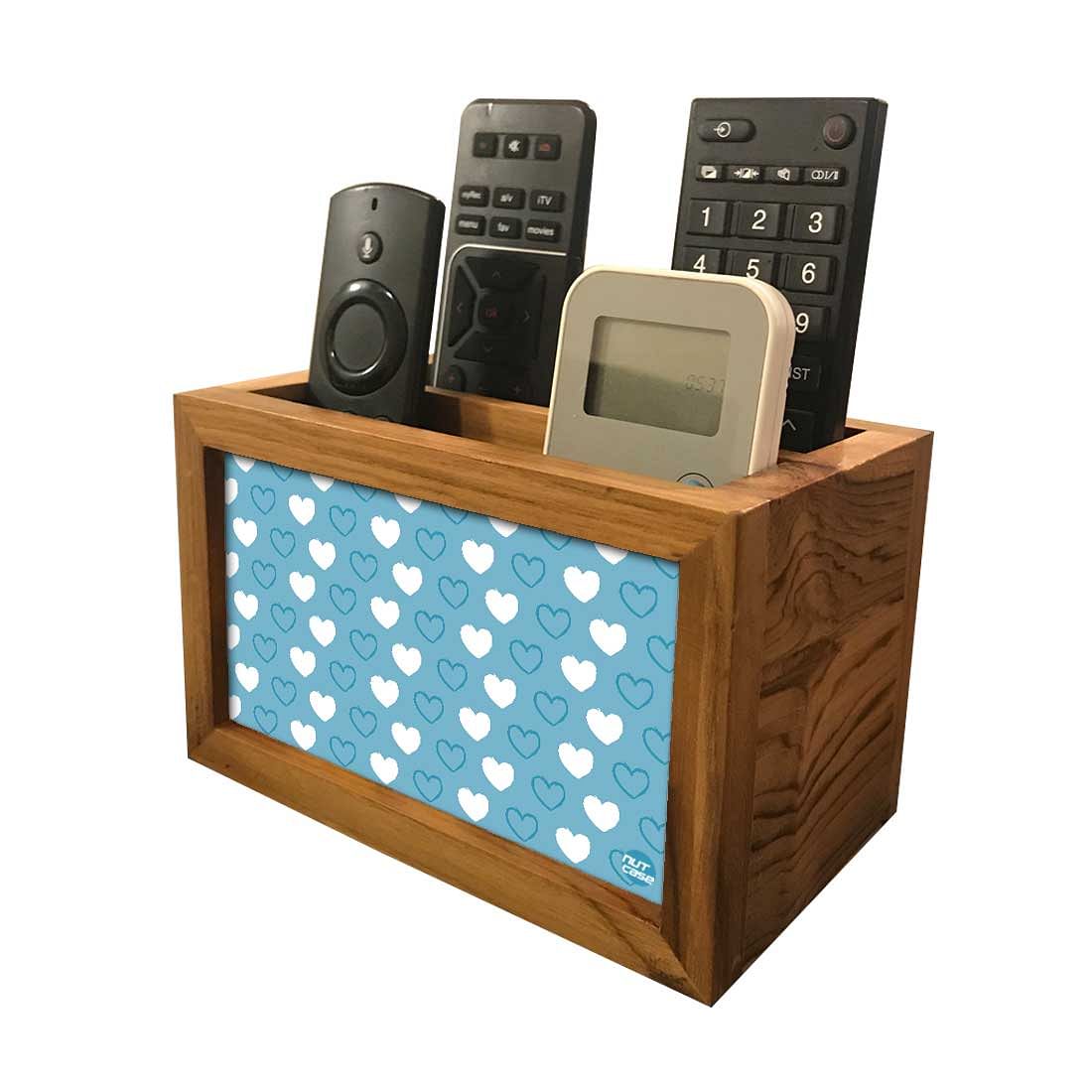 Beautiful Unique Tv Remote Stand - Blue Valentine Hearts Nutcase