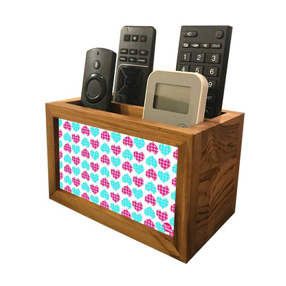 Wooden Tv Remote Holder For TV / AC Remotes -  Colorful Hearts Nutcase