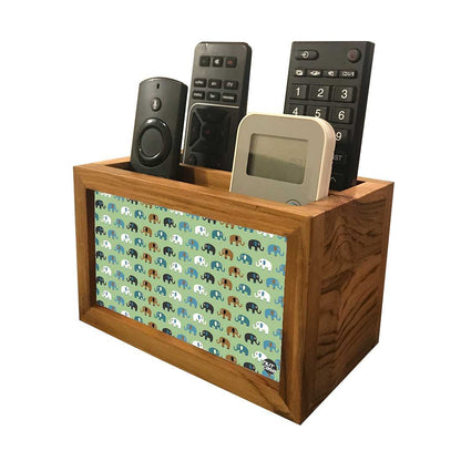 Designer Remote Control Storage Holder For TV / AC Remotes -  Elephants Green Nutcase