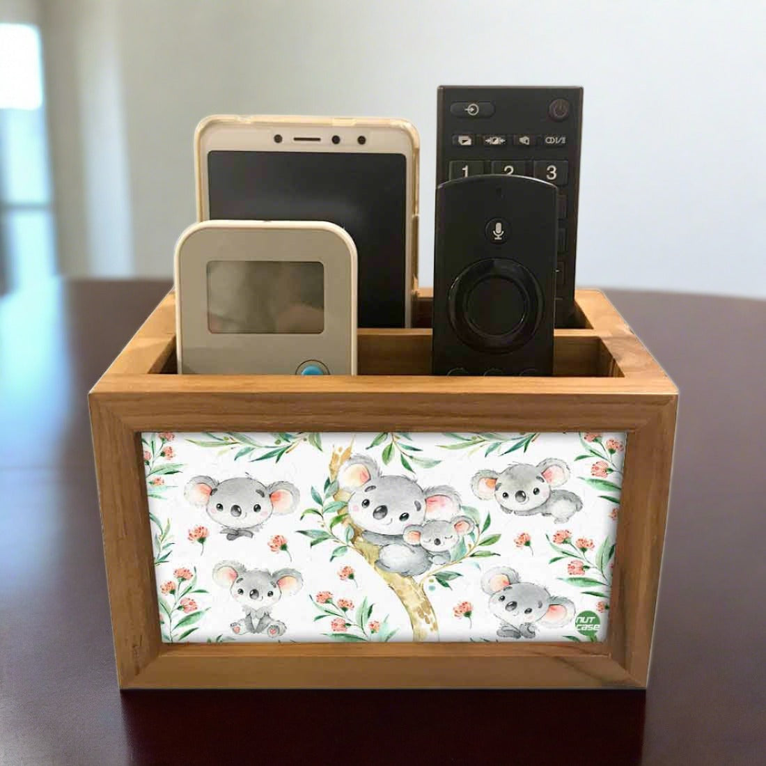 Nutcase Designer Wooden Remote Control Holder Stand Organizer Caddy for TV/AC Remote - Cute Koala Nutcase