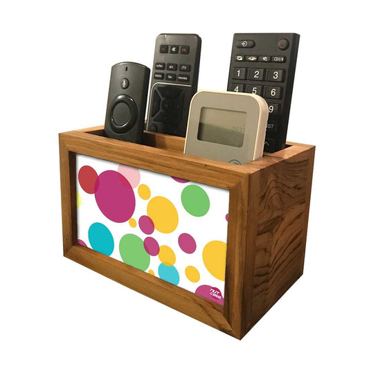 Remote Control Stand Holder Organizer For TV / AC Remotes -  Colorful Polka Dots Nutcase