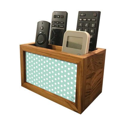 Remote Control Stand Holder Organizer For TV / AC Remotes -  Polka Dots Green Nutcase