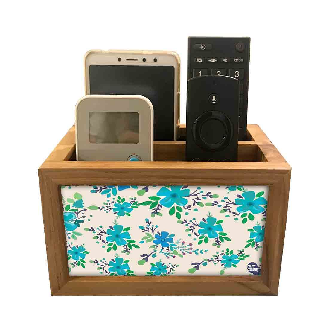 Organizer For TV AC Remotes - Teal Flowers Nutcase