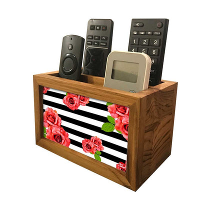 Floral Remote Control Stand For TV / AC Remotes -  Red Flowers Nutcase