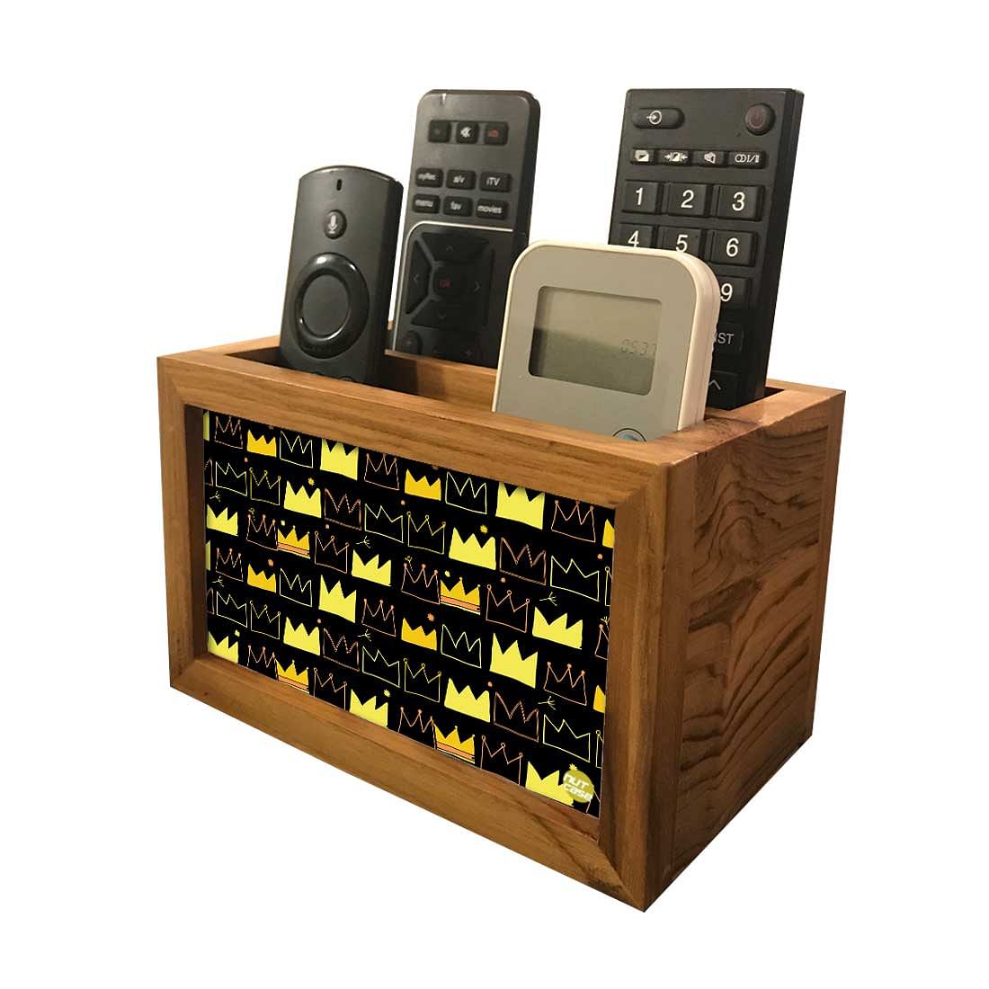 Designer Black Remote Control Holder For TV / AC Remotes -  Crowns Nutcase