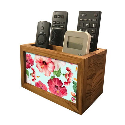 Floral Tv Remote Holder For TV / AC Remotes -  Hibiscus Flower With White Background Nutcase