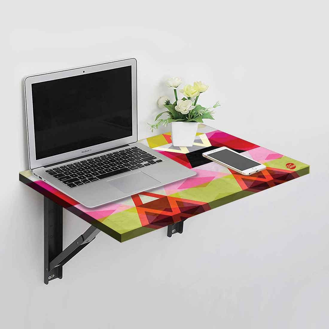 Wall Mount Study Table for Adults - Pink Geometric Nutcase