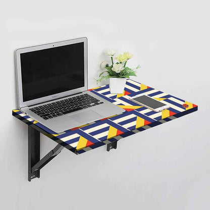 Wall Mounted Folding Work and Study Table Desk - Blue Geometric Nutcase